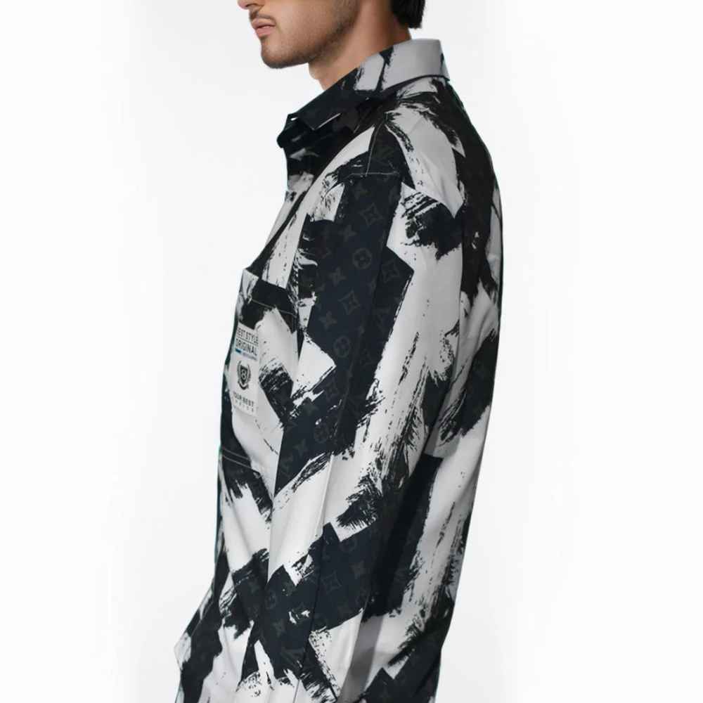 Louis Vuitton Black & White Premium Quality Designer Shirt-2