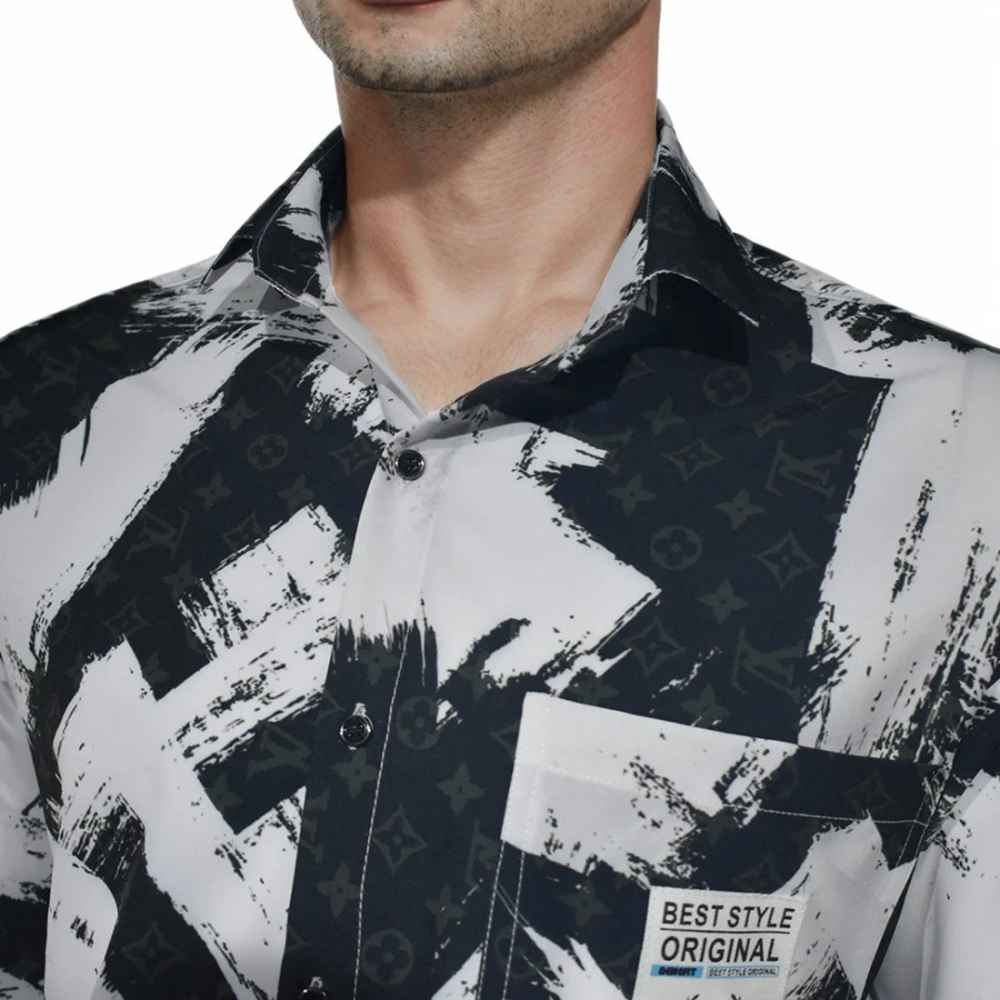 Louis Vuitton Black & White Premium Quality Designer Shirt-4