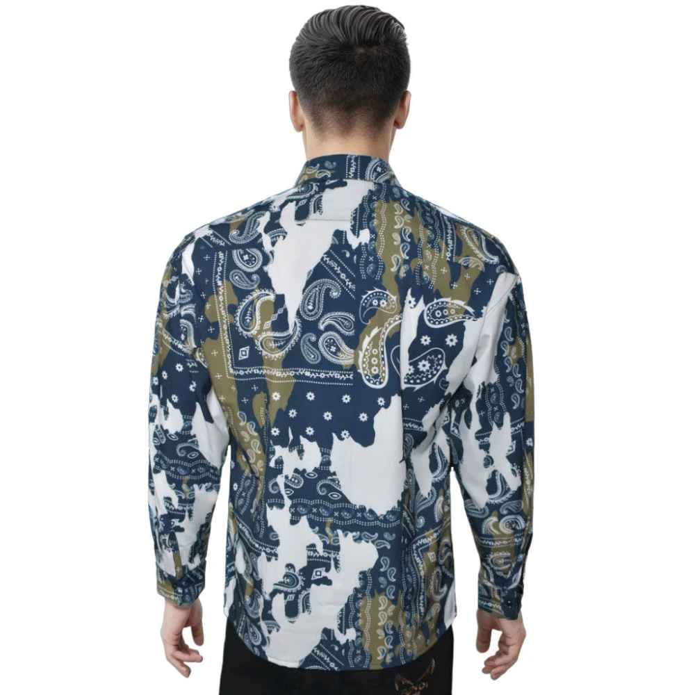 Amiri White & Blue Printed Premium Quality Designer Shirt-1