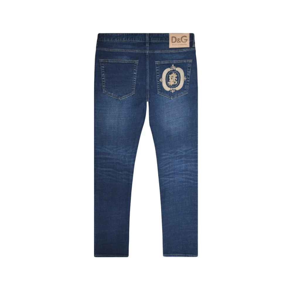 Dolce & Gabbana Dark Blue Ripped Denim Jeans-thumb-5