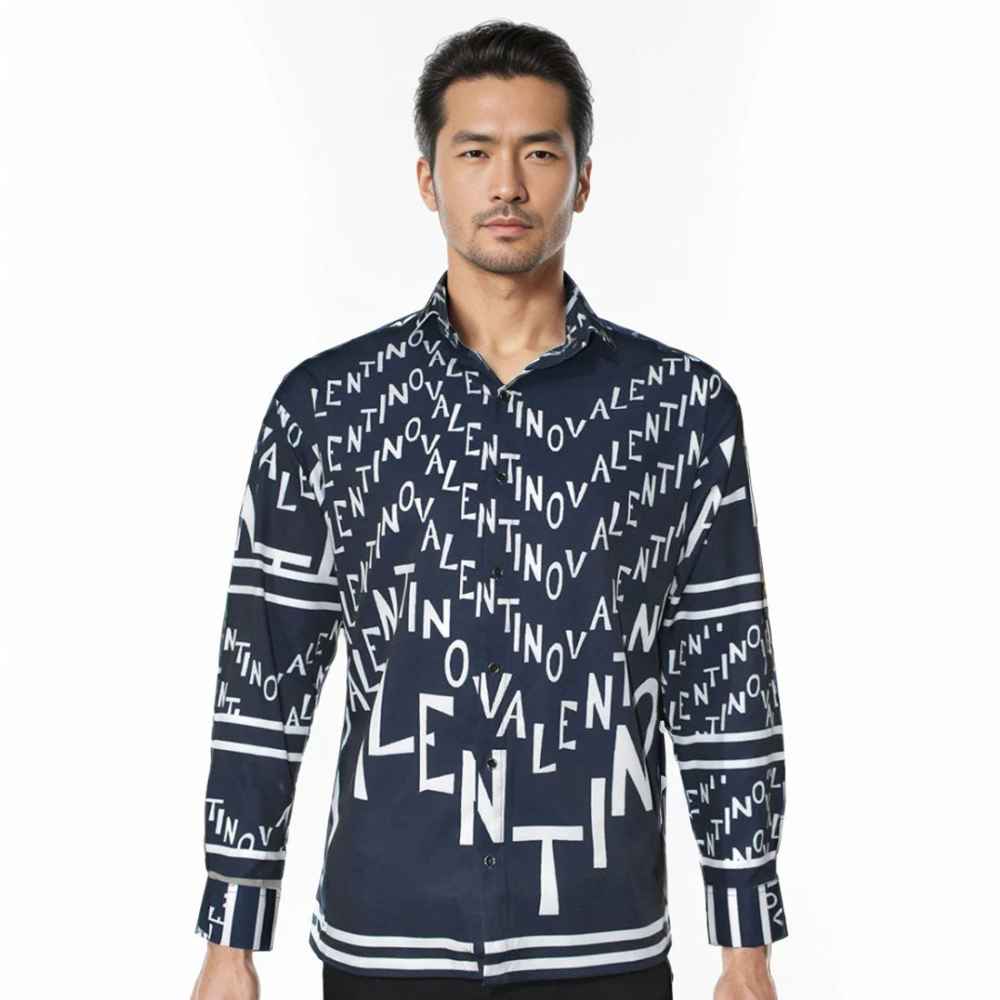 Valentino Printed Black Premium Quality Shirt-thumb-0