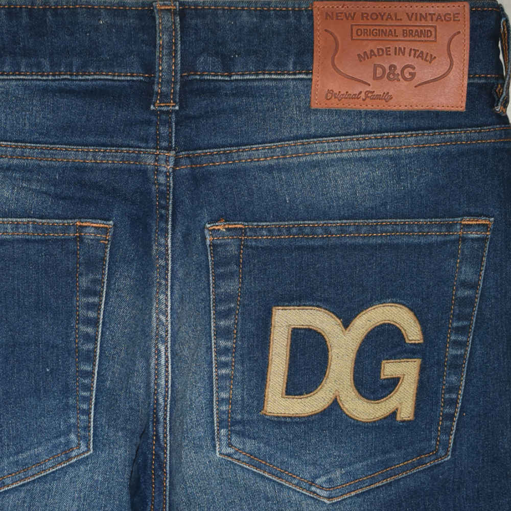 Dolce & Gabbana Blue Embossed Pocket Logo Jeans-3