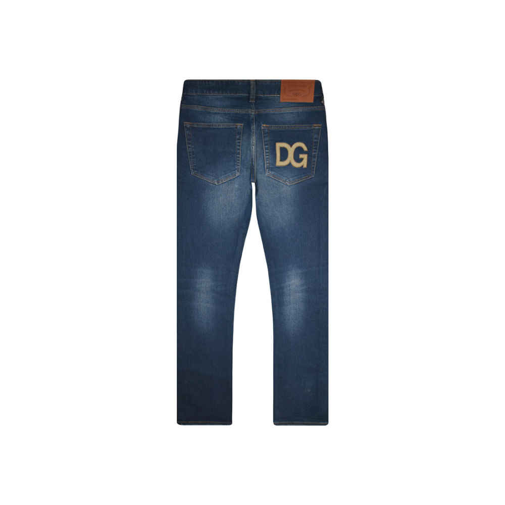 Dolce & Gabbana Blue Embossed Pocket Logo Jeans-5
