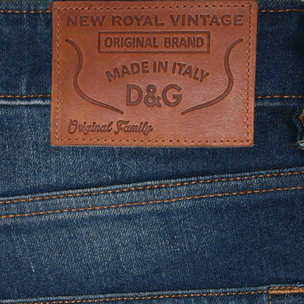 Dolce & Gabbana Blue Embossed Pocket Logo Jeans-4