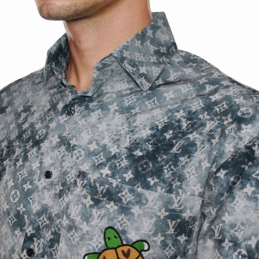 Louis Vuitton Green Premium Quality Designer Shirt-3