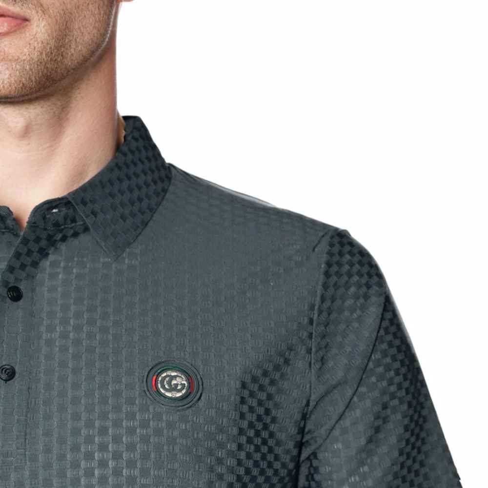 Gucci Embroidered logo Dark Green Premium Polo T-shirt-3