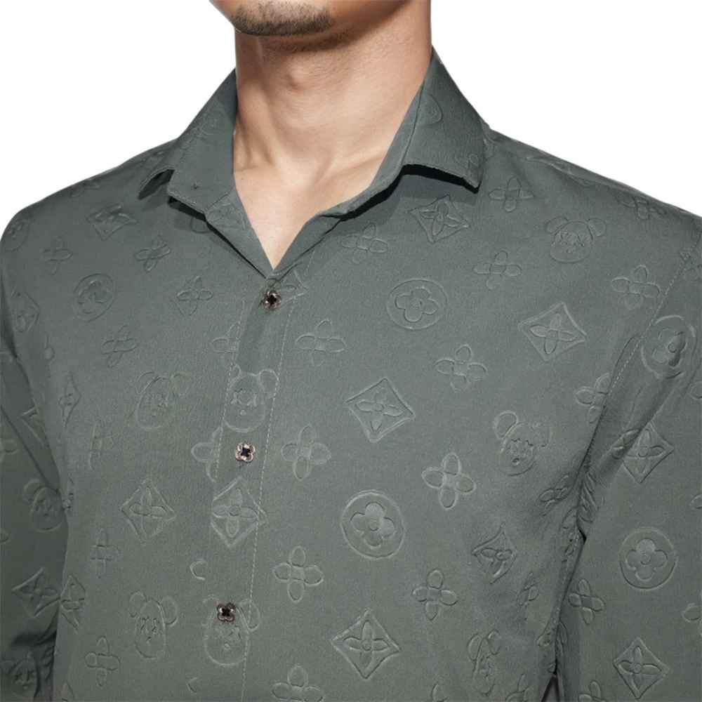 Louis Vuitton Green Premium Quality Men's Shirt-thumb-2