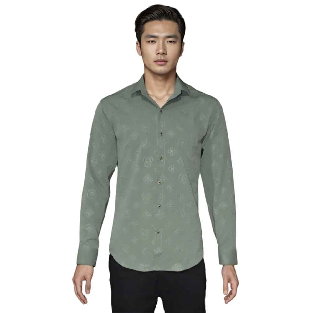Louis Vuitton Green Premium Quality Men's Shirt-thumb-5