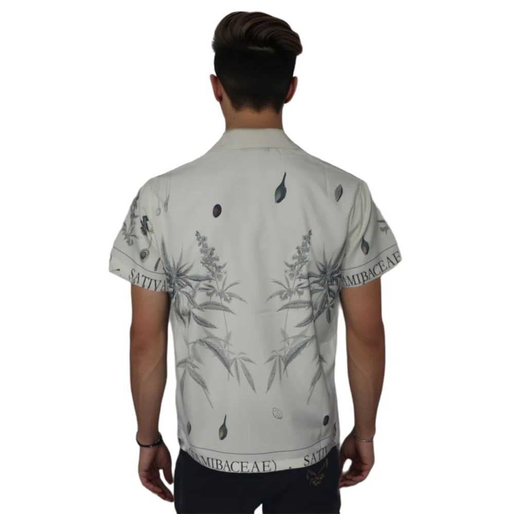 Amiri White Botanical Leaves Short Sleeve Shirt-1