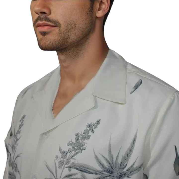 Amiri White Botanical Leaves Short Sleeve Shirt-2