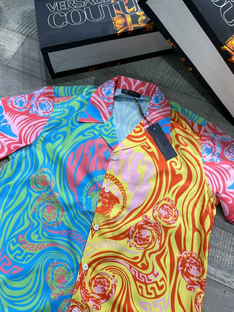 Versace Blue & Yellow Premium Quality Shirt-3