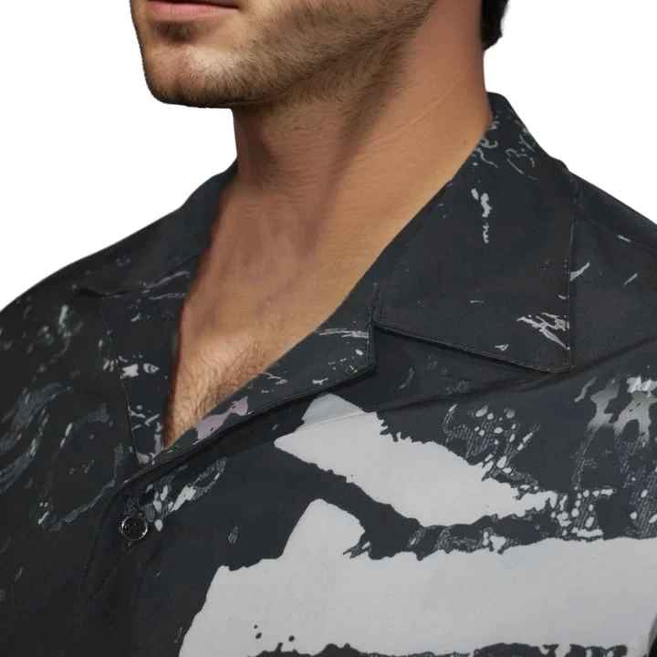 Amiri Black Army Stencil Camp Shirt-2