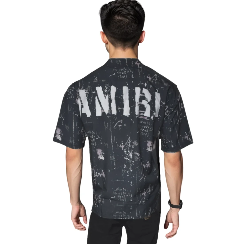 Amiri Black Army Stencil Camp Shirt-1