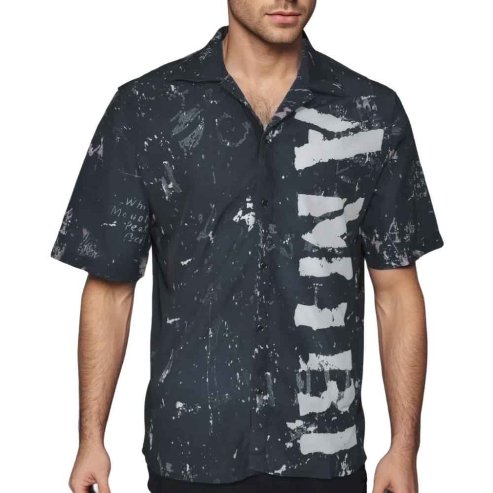 Amiri Black Army Stencil Camp Shirt-3