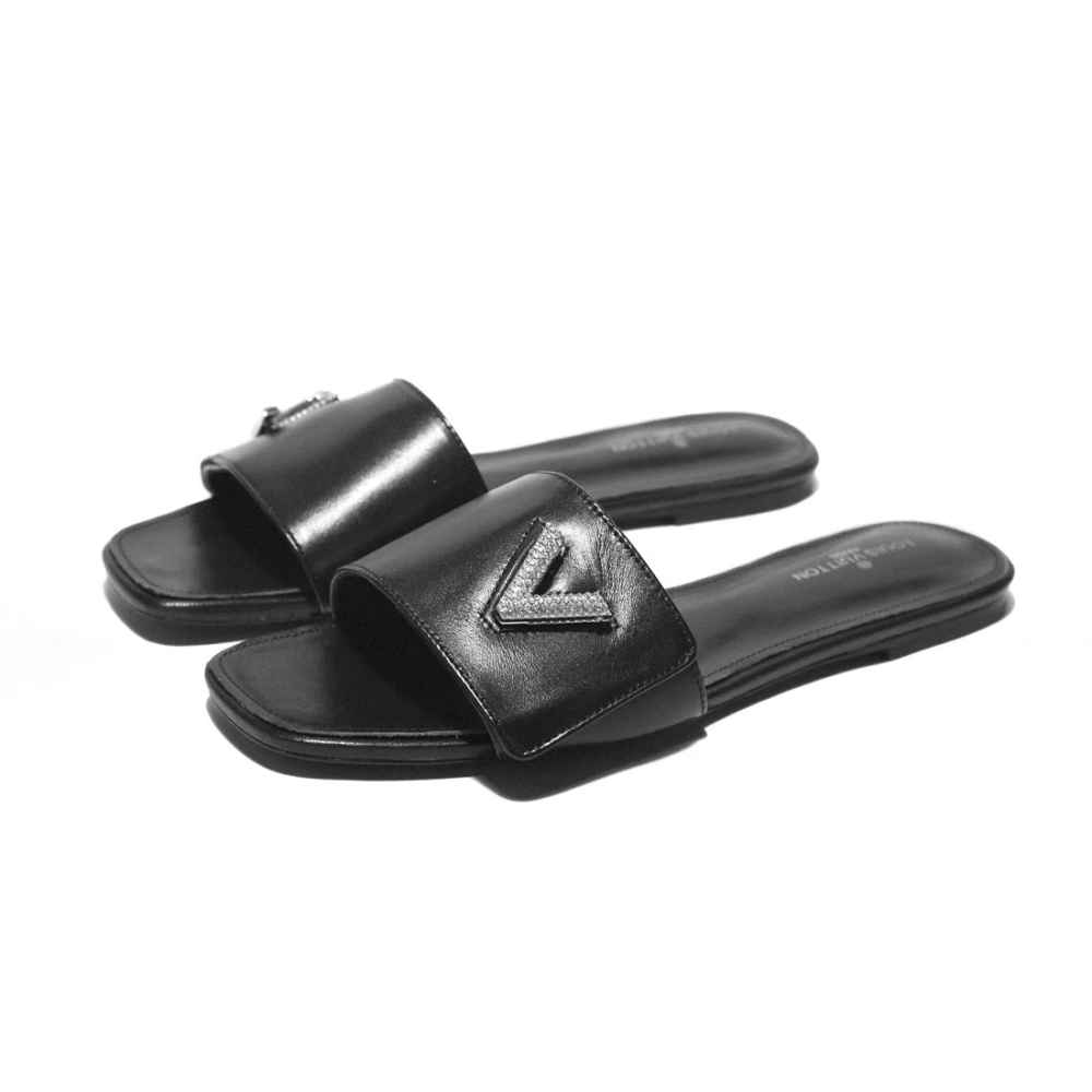 Louis Vuitton Black Premium Women's Flat Sandals-thumb-0