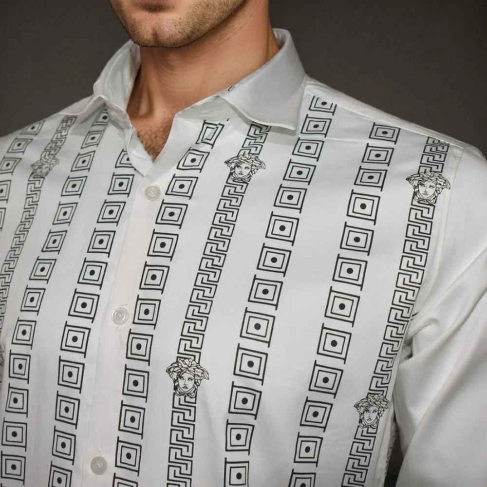 Versace White Logo Printed Premium Quality Shirt-2