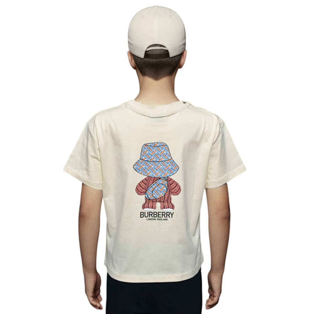Burberry Teddy Print Cream Premium Kids T-shirt-thumb-1