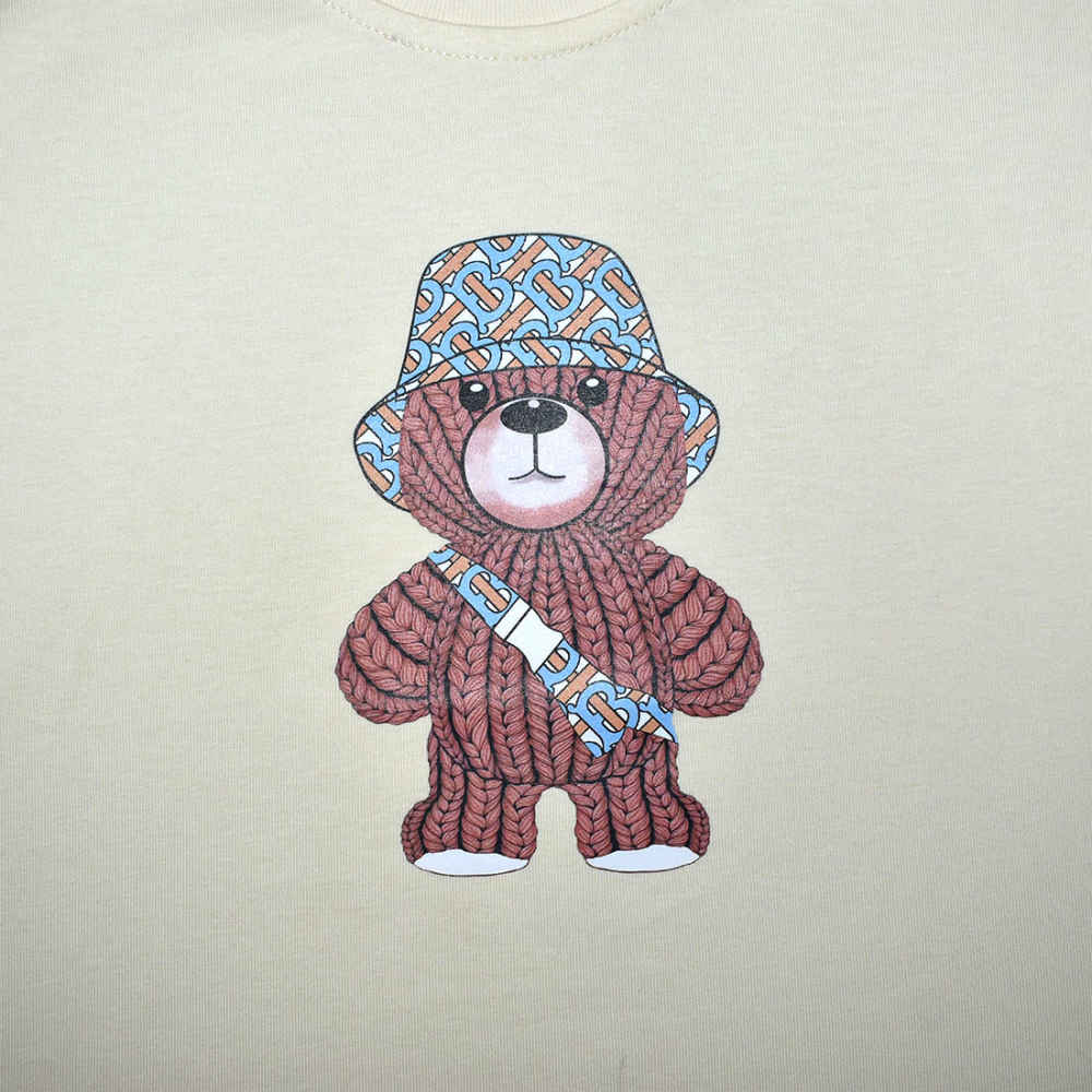Burberry Teddy Print Cream Premium Kids T-shirt-thumb-3