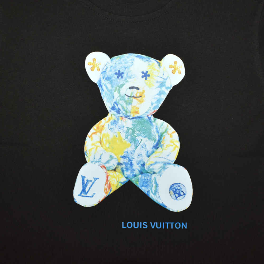Louis Vuitton Black Premium Teddy Print Kids T-shirt-thumb-3