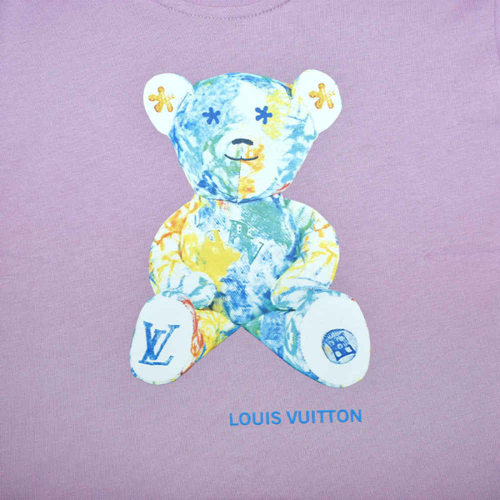 Louis Vuitton Purple Premium Teddy Print Kids T-shirt-3