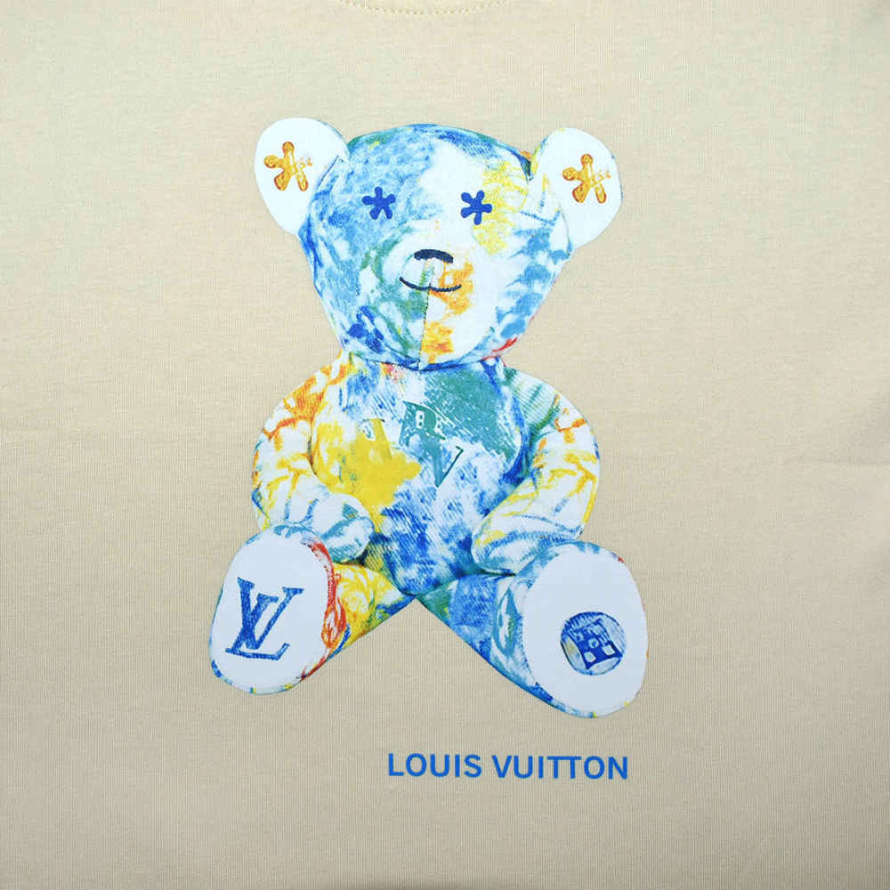 Louis Vuitton Cream Premium Teddy Print Kids T-shirt-thumb-3