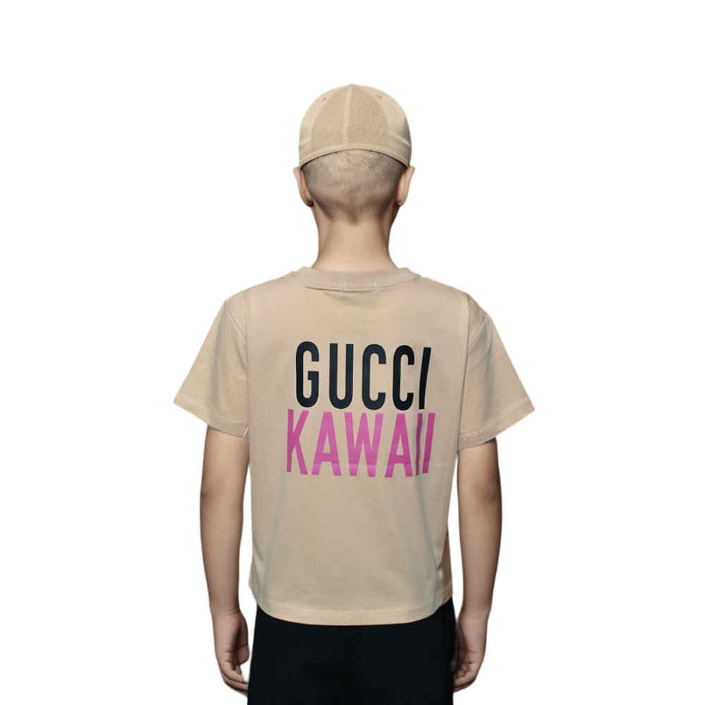 Gucci Brown Premium Quality T-shirt For Kids-1