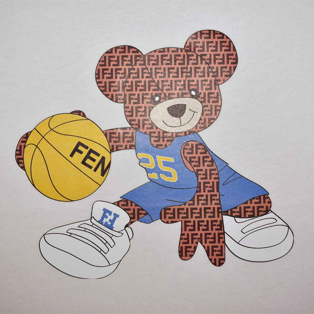 Fendi Basketball Teddy-Bear White Premium Kids T-shirt-thumb-3
