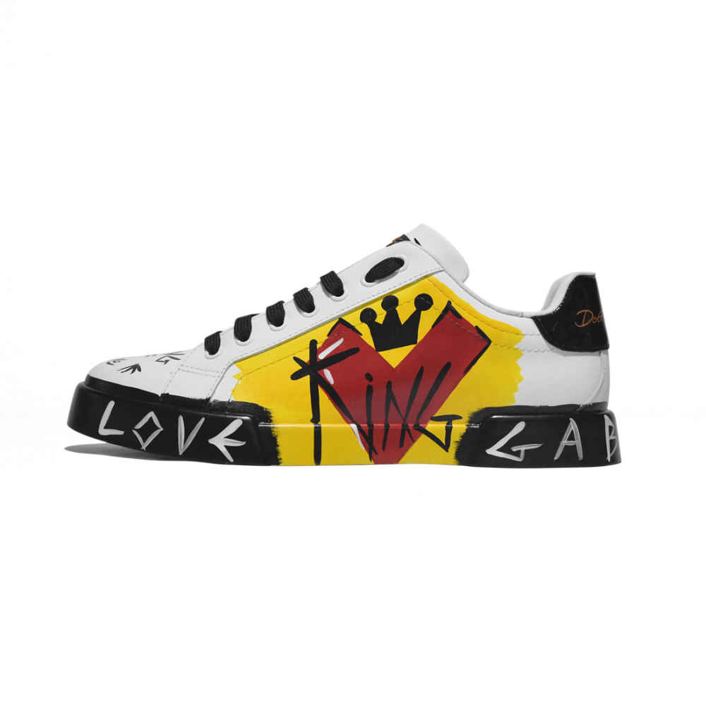 Dolce & Gabbana White & Yellow Premium Quality Sneakers-thumb-0