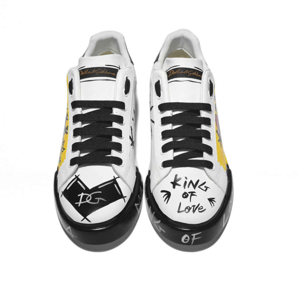 Dolce & Gabbana White & Yellow Premium Quality Sneakers-thumb-3