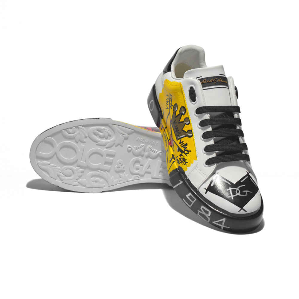 Dolce & Gabbana White & Yellow Premium Quality Sneakers-thumb-5
