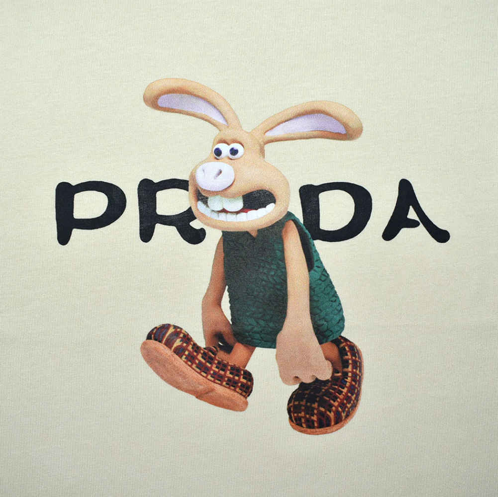 Prada Bunny Print Cream Premium Kids T-shirt-3