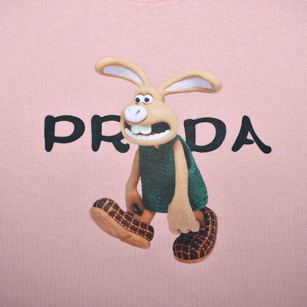Prada Bunny Print Pink Premium Kids T-shirt-thumb-3