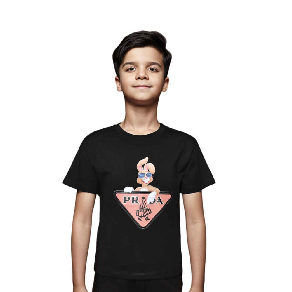 Prada Logo Print Black Premium Kids T-shirt-thumb-0