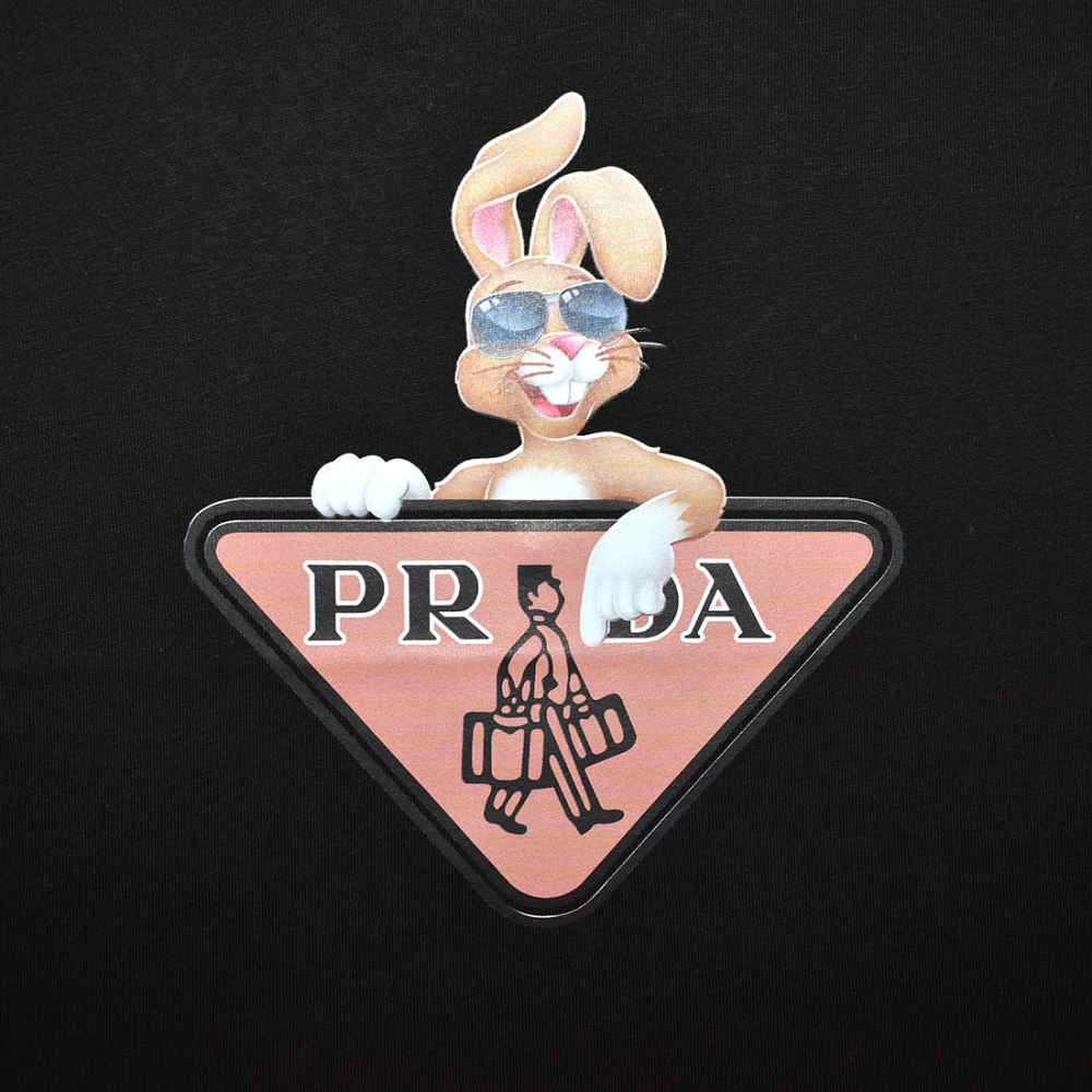 Prada Logo Print Black Premium Kids T-shirt-thumb-3