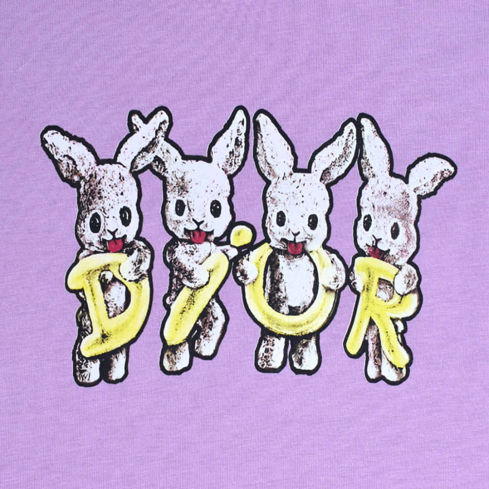 Dior Rabbit Print Purple Premium Kids T-shirt-3