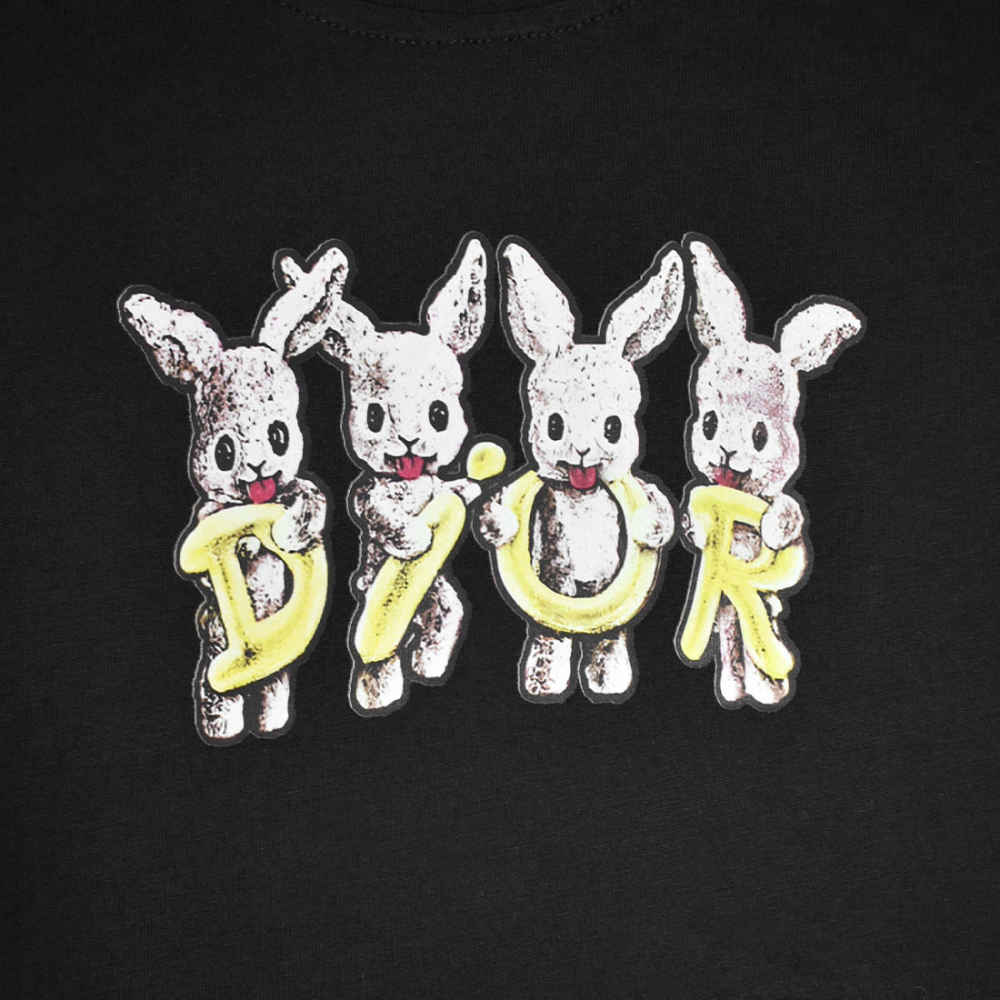 Dior Rabbit Print Black Premium Kids T-shirt-3