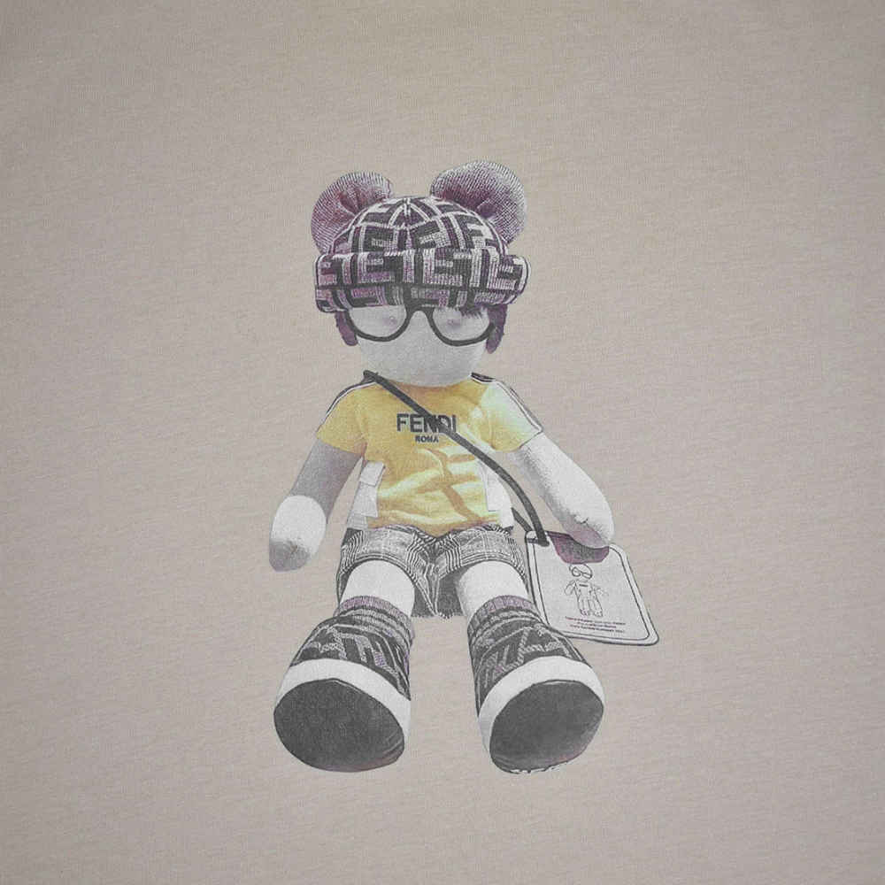 Fendi Teddy Print Brown Premium Kids T-shirt-3