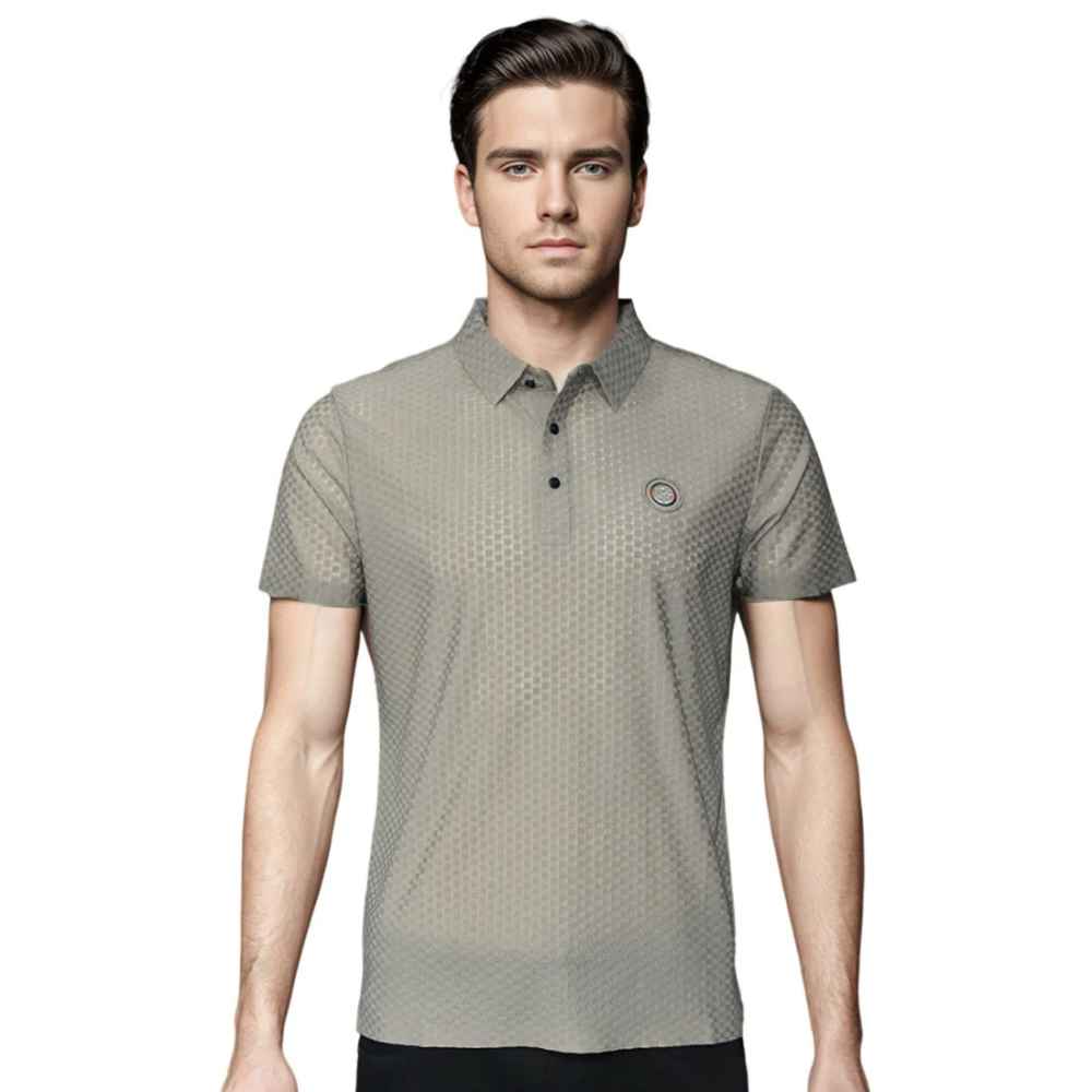 Gucci Embroidered logo Olive Grey Premium Polo T-shirt-thumb-0
