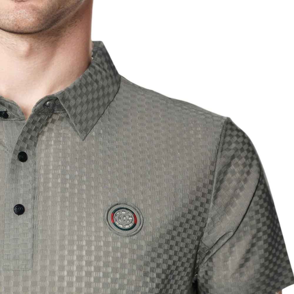 Gucci Embroidered logo Olive Grey Premium Polo T-shirt-thumb-3