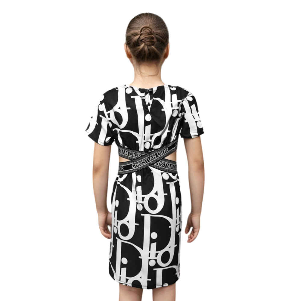 Dior Brown Premium Girls Dress-thumb-1