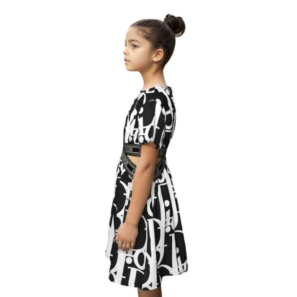 Dior Brown Premium Girls Dress-thumb-2