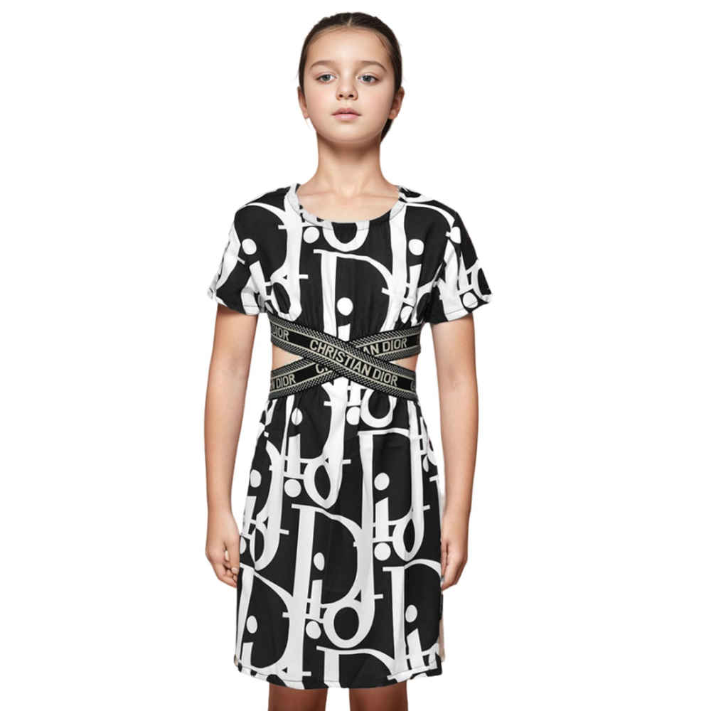 Dior Brown Premium Girls Dress-thumb-0