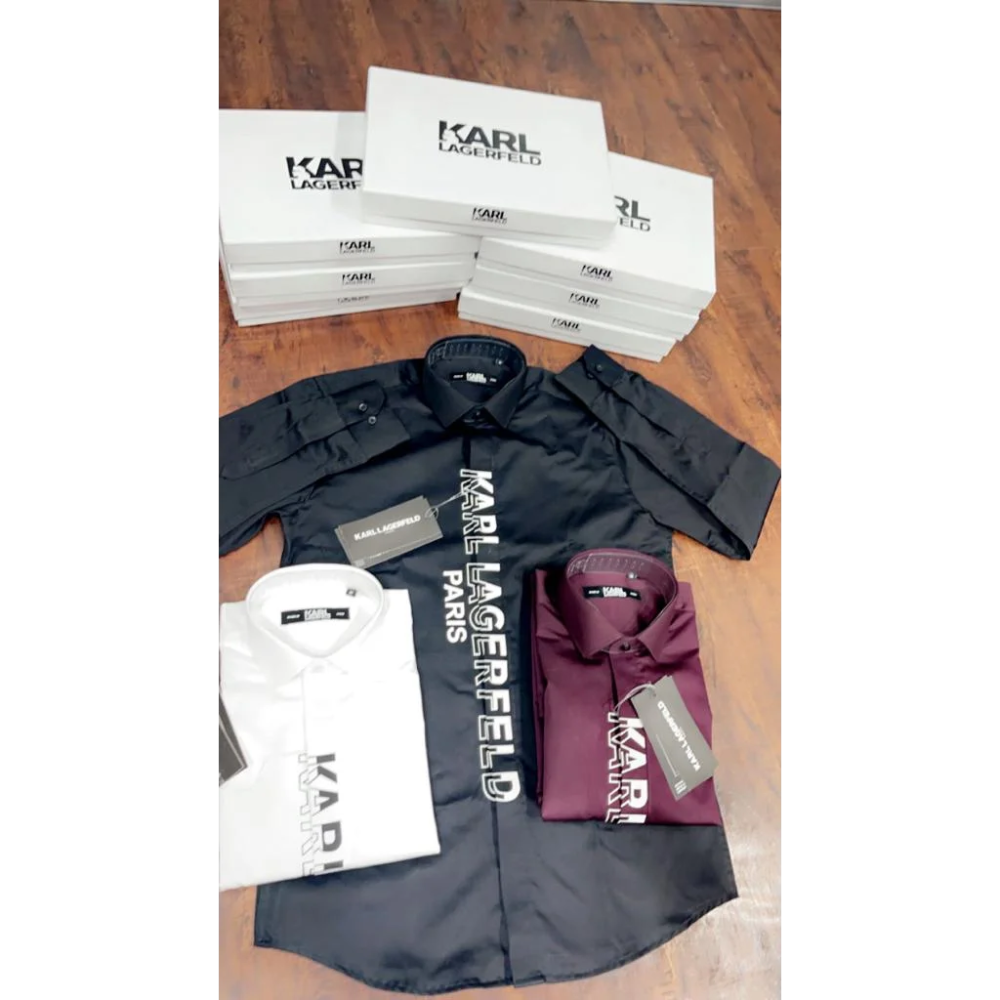 Karl Lagerfeld logo Print Wine Premium Quality shirt-thumb-0