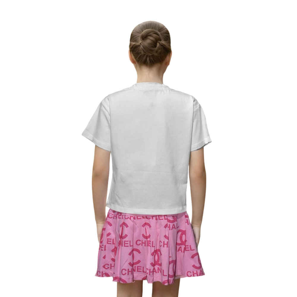 Chanel Embroidered logo Pink Premium Girls Co-ord Set-1