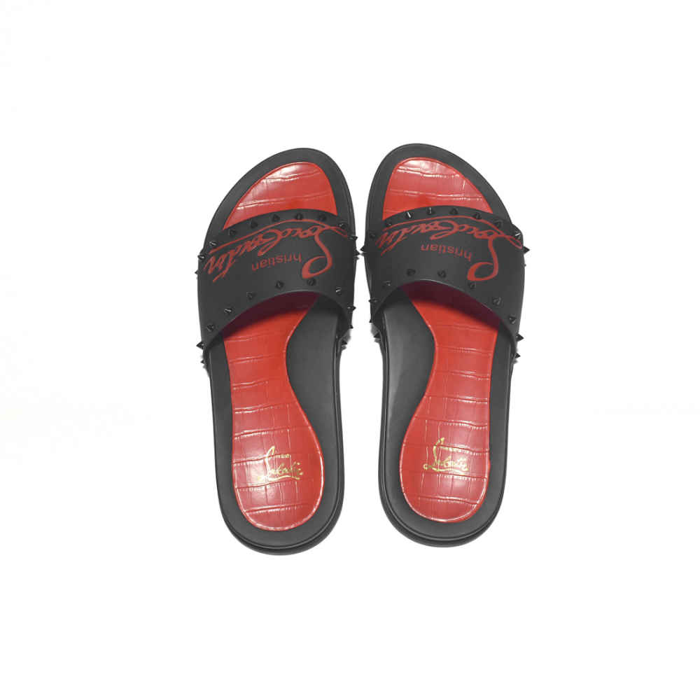 Christian Louboutin Red & Black Premium Quality Men's Flip-flops-3
