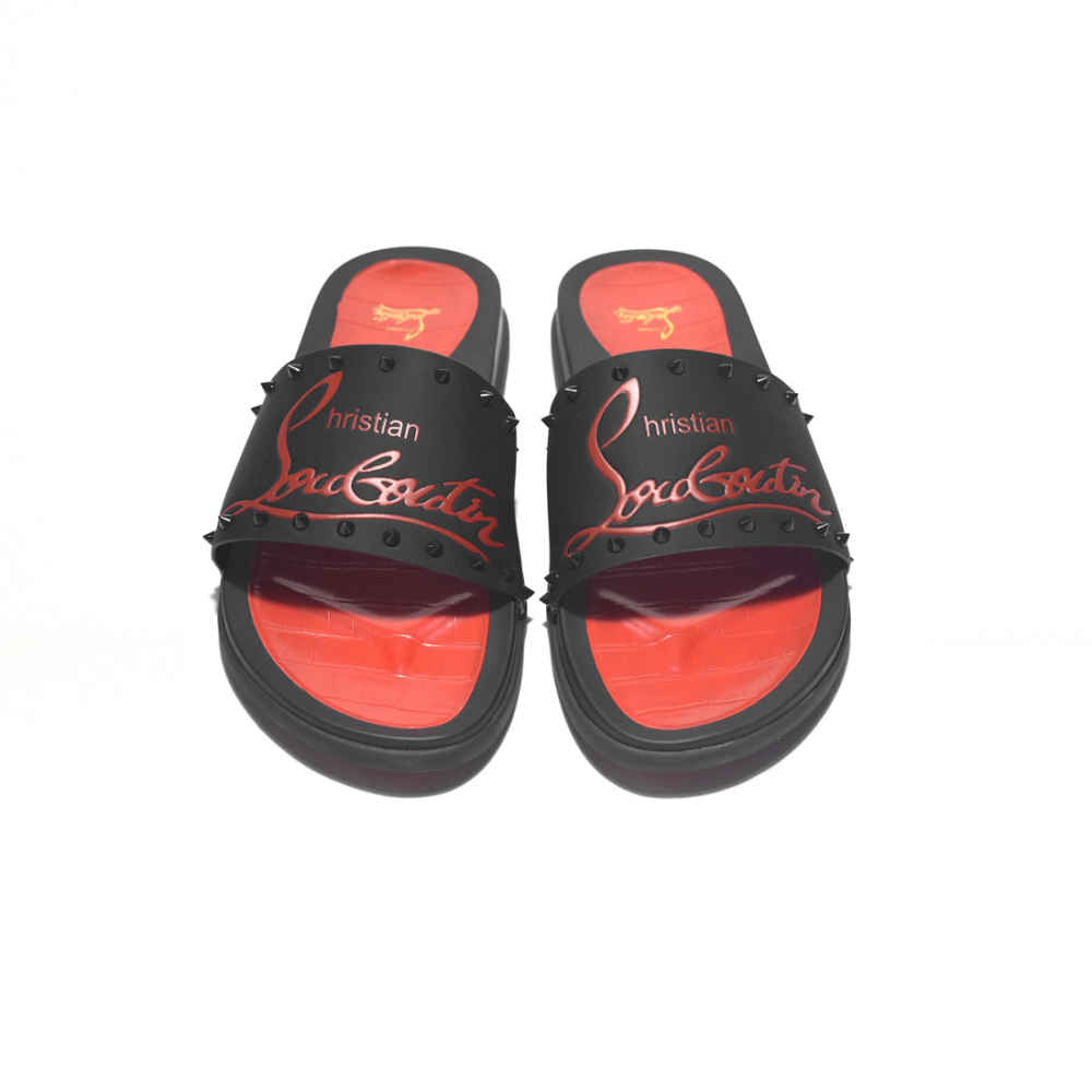 Christian Louboutin Red & Black Premium Quality Men's Flip-flops-4