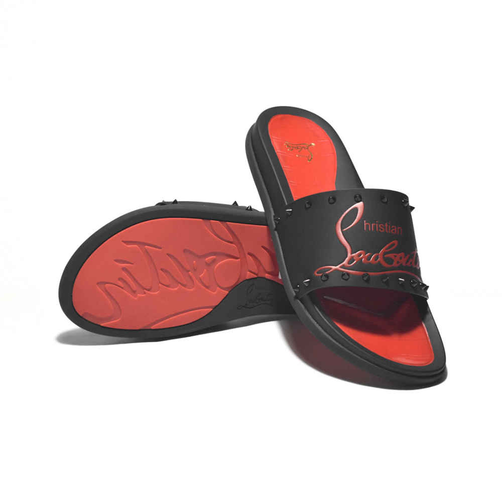 Christian Louboutin Red & Black Premium Quality Men's Flip-flops-6