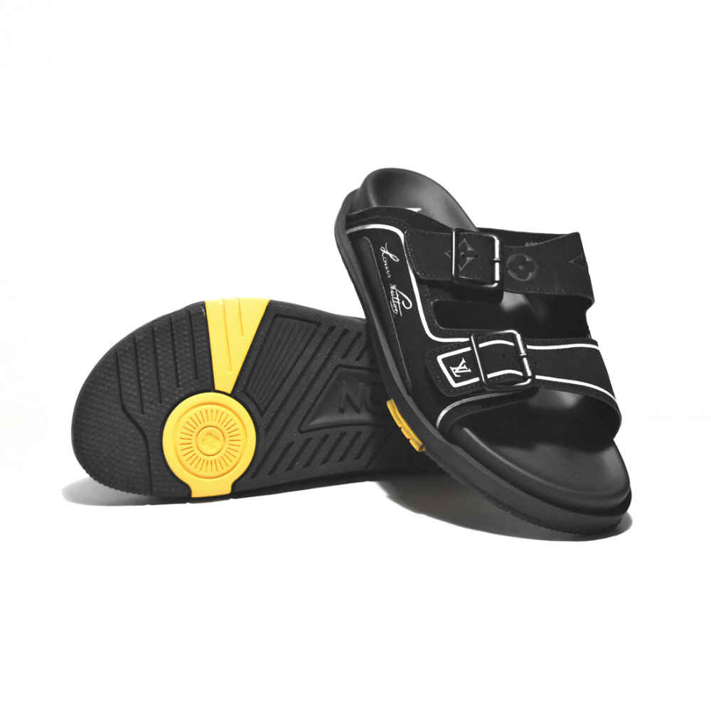 Louis Vuitton Black Premium Quality Men's Flip-flops-6