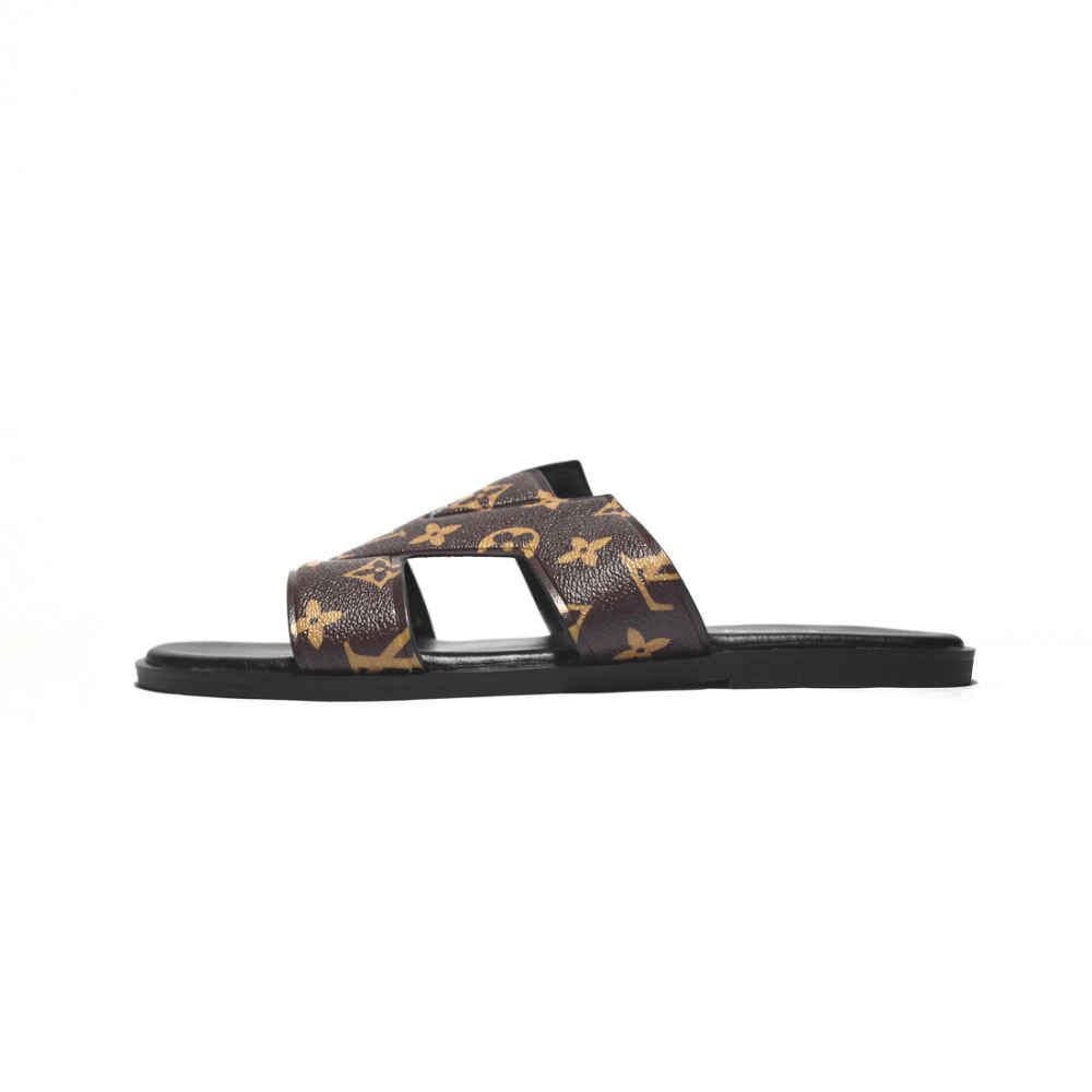 Louis Vuitton Brown & Black Premium Quality Men's Flip-flops-1