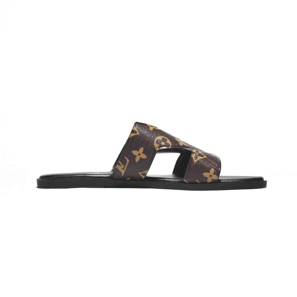 Louis Vuitton Brown & Black Premium Quality Men's Flip-flops-2